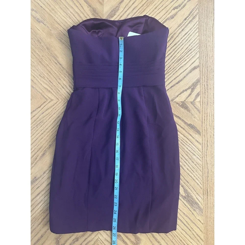 Draped Chiffon Purple Cocktail Dress Gathered Bustier Strapless Bra Insert Sz 6 - Picture 7 of 12